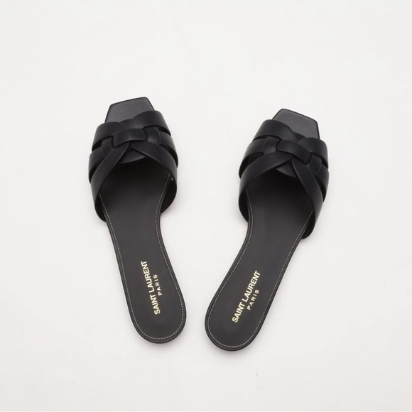 Saint Laurent Tribute Leather Mules Slides Sandals EU 40.5 - Picture 3 of 12